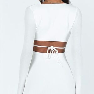 NWT Princess Polly Sz 4 White Nolan Long Sleeve Mini Dress
